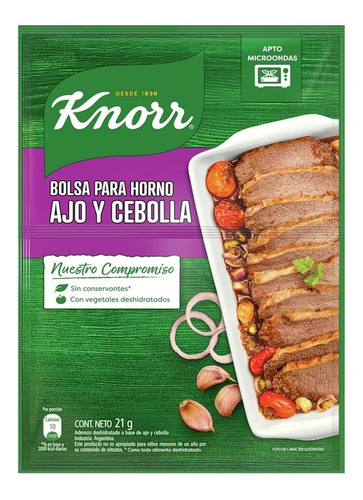 Bolsas Para Horno Knorr Carne Ajo  Cebolla Pack 6 Unidades