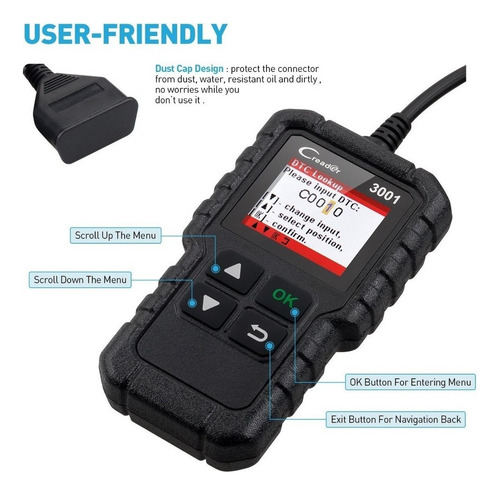 Lazhu Cr3001 Obdii/eobd+can Scanner Automotivo