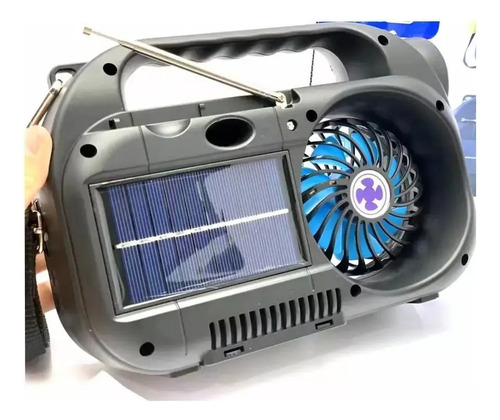 Ventilador Portatil Radio Solar Linterna Bluetooth 1200mah
