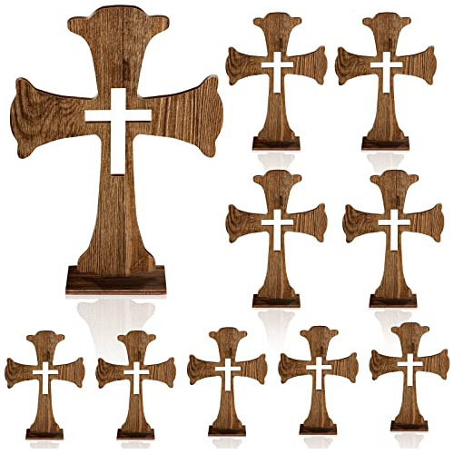 10 Piezas Cruz De Madera Cruz Católica Centros De Mesa...