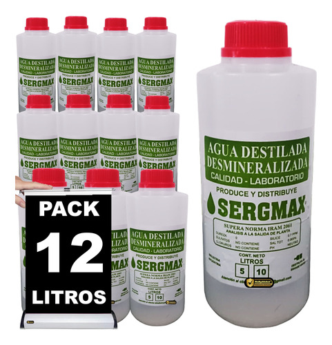 Pack X 12l Agua Destilada Desionizada Ultrafiltrada Premium