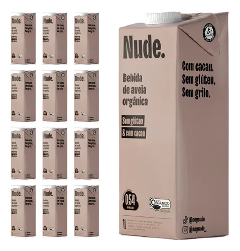 Kit 12 Bebida De Aveia Orgânica Cacau Nude. 1l