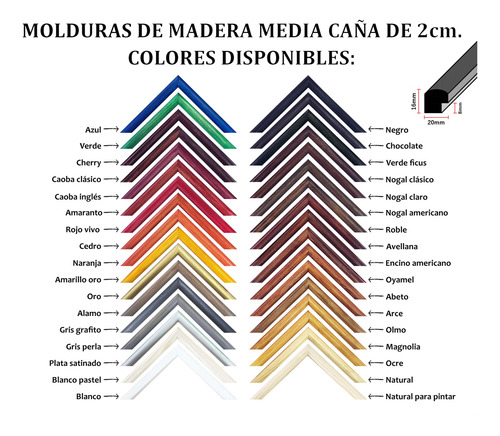 1 Marco De Madera Con Vidrio Anti 50x70cm, Todo Incluido Azul