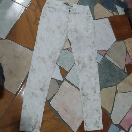 Pantalon Blanco Dama Con Rosas En Bronce Talla 7 Oferta 