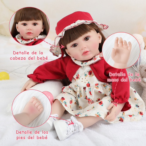 Muñeca De Bebé Reborn Bebé Niña De Silicona Y Algodón 55cm