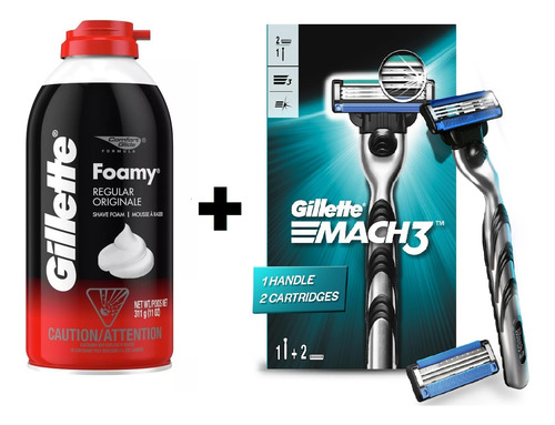 Afeitadora 2 Cartuchos Y Espuma De Afeitar Gillette 311g