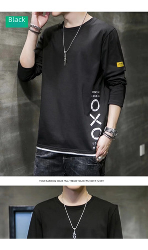 Camiseta De Manga Larga Con Estampado Casual Y Corte Ajustad