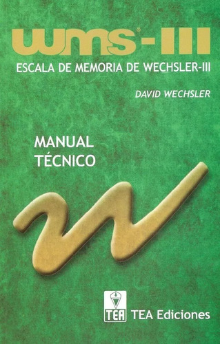 Wms Escala De Memoria De Wechsler 3 Mercado Libre