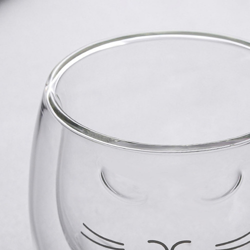 New,. 2 Tazas De Cristal De Borosilicato Con Forma De Oreja