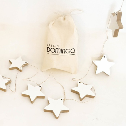 Imagen 3 de 3 de Guirnalda Decorativa Estrellas De Madera Excelente Calidad