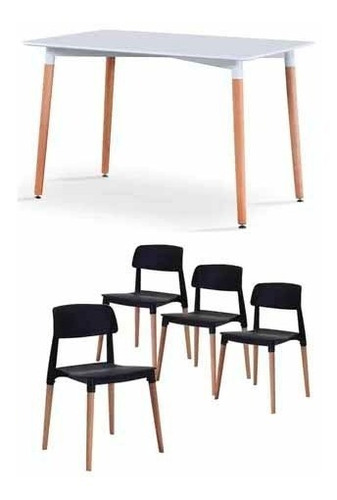 Juego De Comedor Mesa 140x80 + 4 Sillas Milán
