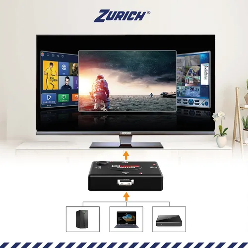 Selector P/audio Y Videos Hdmi 3 Salidas Zurich P