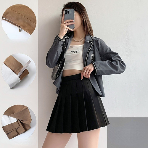 Minifalda Plisada De Cintura Alta Para Mujer Para Uniforme E