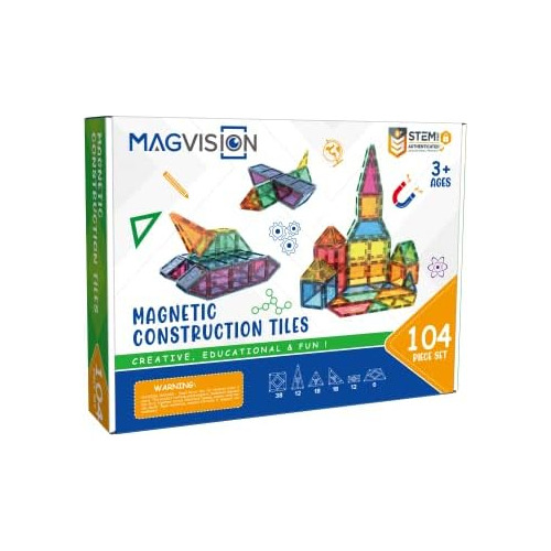 Juego De Azulejos De Construcción Magnéticos De 104 P...