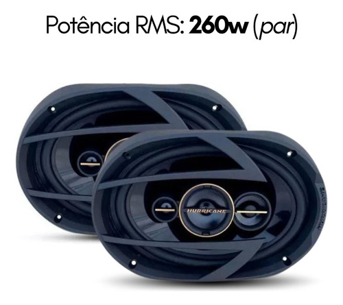 Par Alto Falante 6x9 Automotivo Som 520w Hurricane A69q Cor Preto