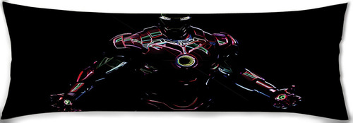 Cojin Almohada Larga Iron Man Torzo Fondo Negro 45x110cm Diseño De La Tela Lisa