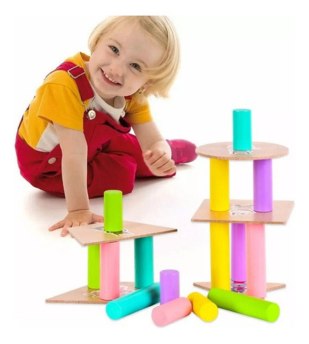 Juego Didáctico De Mesa Infantil Torre De Madera