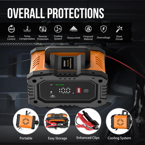 Cargador Portátil 10a 12v 24v Lifepo4 Plomo Ácido Inteligent