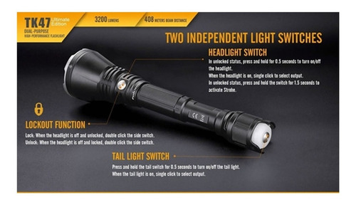 Linterna Led Fenix Tk47 Ue 3200 Lumens + 2 Baterias Usb