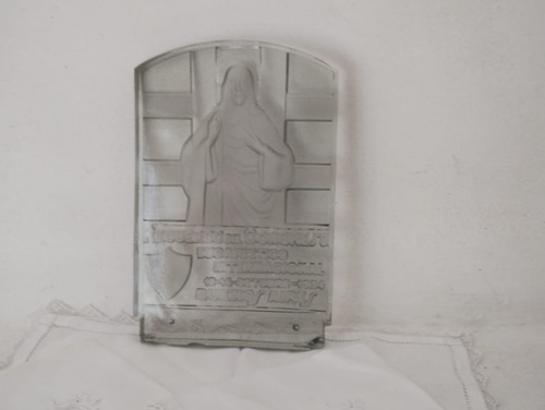 Antigua Lámpara Religiosa Conmemorativa Bronce Transparente + Vidrio (Usado)