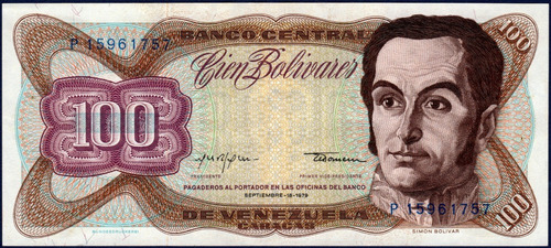 Billete De 100 Bolívares P8 Septiembre 18 1979 Simón Bolívar