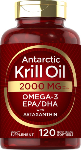 Aceite De Krill Oil 2000mgx 120 Omega-3/ Epa/ Dha/astanxtina