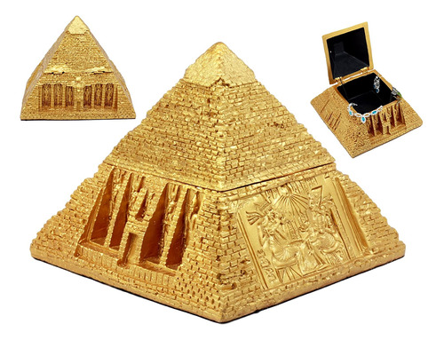 Ebros Golden Ancient Egyptian Gods Carved Pyramid Hinge...