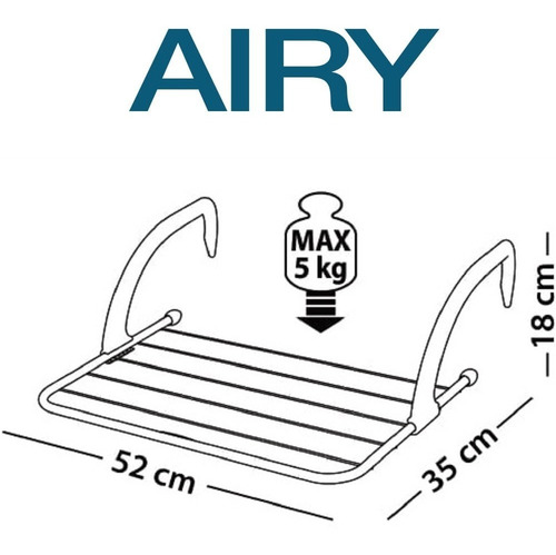 Imagen 3 de 10 de Tendedero Tender Para Balcon Baranda Plegable Gimi Italiano