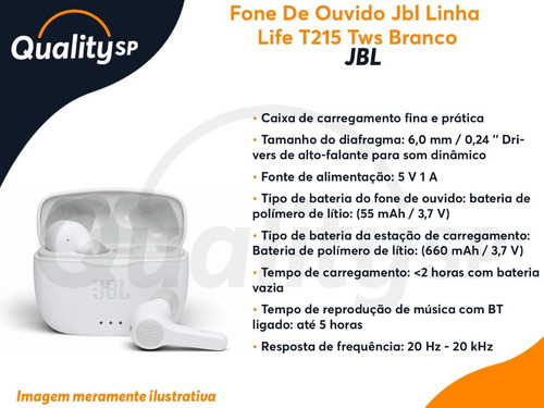 Imagem 10 de 10 de Fone De Ouvido Jbl Com Bluetooth T215 Tws