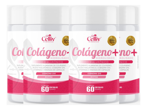 Colágeno Hidrolisado + Ac Hialurônico Q10 4x Biotina Vitamin