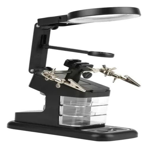 Soporte Para Soldador Con Lupa Y Led De 3 Cajones