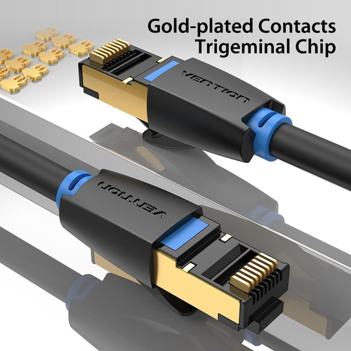 Imagen 5 de 10 de Cable Ethernet Vention Cat 8 Gigabit Reforzado Rj45 3m