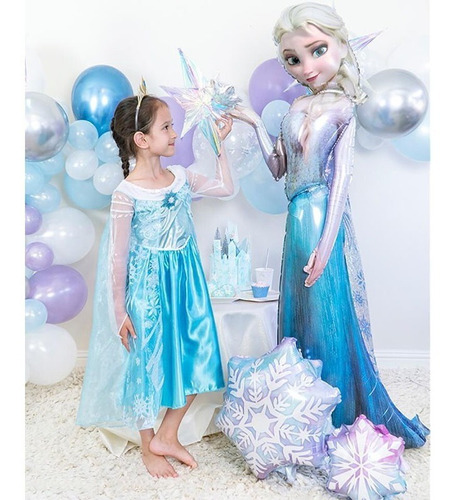 1 Globo Metalizado 3d Elsa De Frozen Gigante 140 Cms