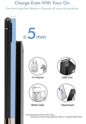 Imagen 8 de 10 de Cargador Inalambrico Qi Y Base Universal Samsung iPhone Etc