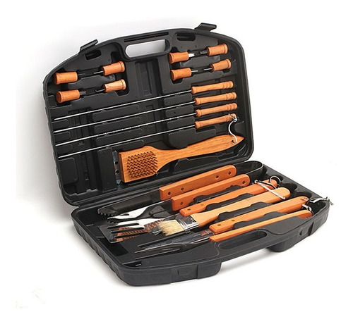 Imagen 10 de 10 de Set 18 Piezas Para Parrilladas Asador Bbq Utencilios Estuche