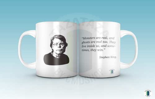 Imagen 2 de 5 de Taza Libros Y Autores Stephen King Bradbury Camus Orwell