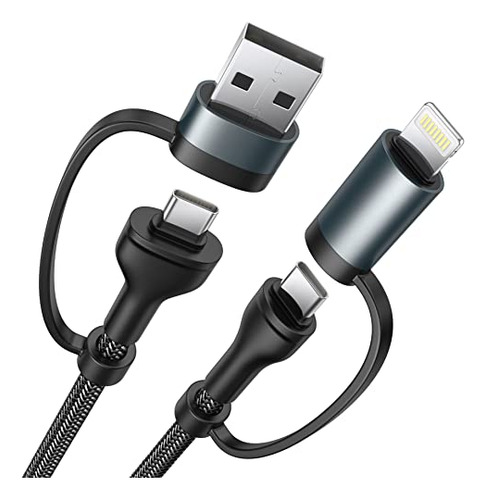 Cable De Carga 4 En 1 Adaptador Usb C Iluminado A Usb C 60 W