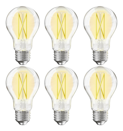 Paquete De 6 Bombillas Led Edison A19 Vintage Regulables Con