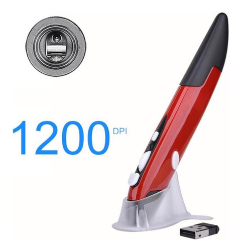 Ratón Inteligente Con Forma De Bolígrafo Óptico Rojo