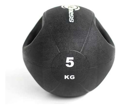 Balón Peso Con Agarre 5kg Sportfit Crossfit Pelota Medicina Color Negro