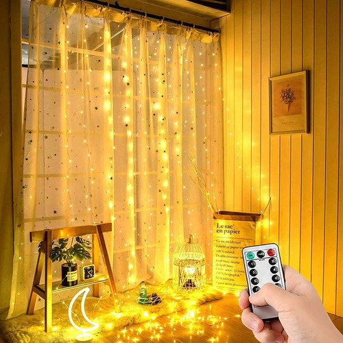 Imagen 3 de 10 de Cortinas Serie Luces Decorativas Led Usb 300led 3x3m 2piezas