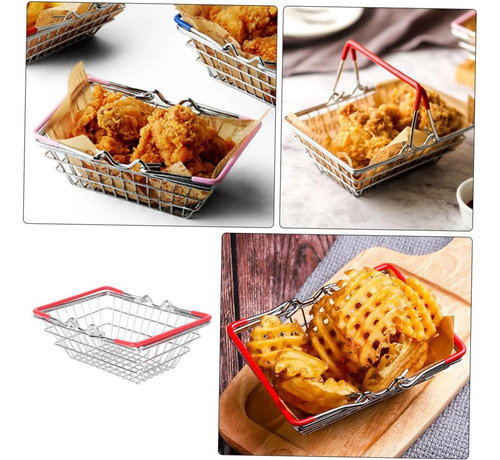 Mini Canasta Cesta De Servir Frituras Acero Inox 23 Cm 3 Pzs