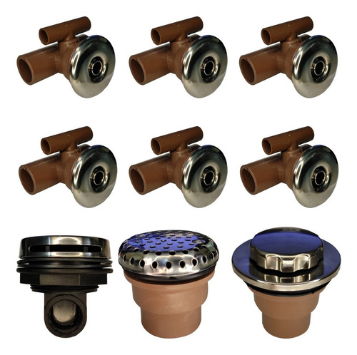 6x Jatos Bicas Kit 3 Hidromassagem Spa Banheiras Inox
