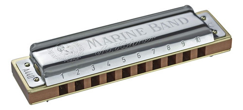 Hohner 1896 Armonica De Bajo Tono Marine Band , Plateado, G