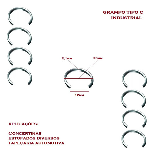 Grampo Estofador Tapeceiro Concertina Tapeçaria Tipo C 5kg
