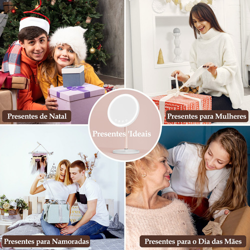Espelho De Maquiagem Com Luz Led, 8 Polega/20cm Recarregável