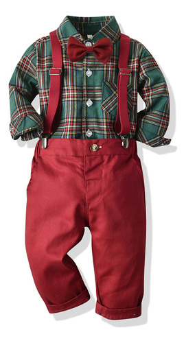 Conjunto Navideño For Niño Camisa A Cuadros Pantalones Con