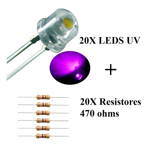 Led Uv Ultravioleta Straw Hat(chapéu) + Resistores - Kit