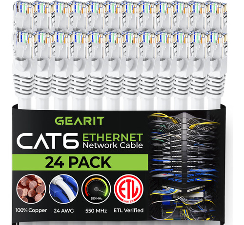 Gearit Cable Ethernet Cat 6 De 4 Pies (paquete De 24) - Cabl