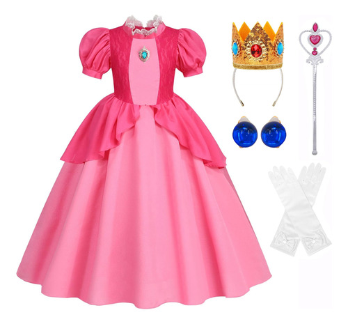 Gjdamfd Disfraz De Princesa Peach Para Niñas, Vestido De Pri